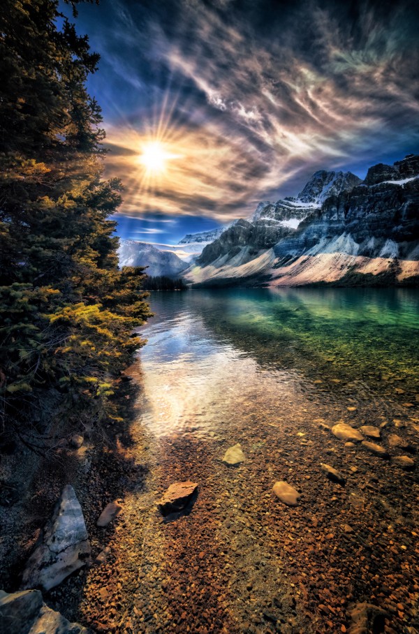 Bow Lake sun  by Andrew Wasik